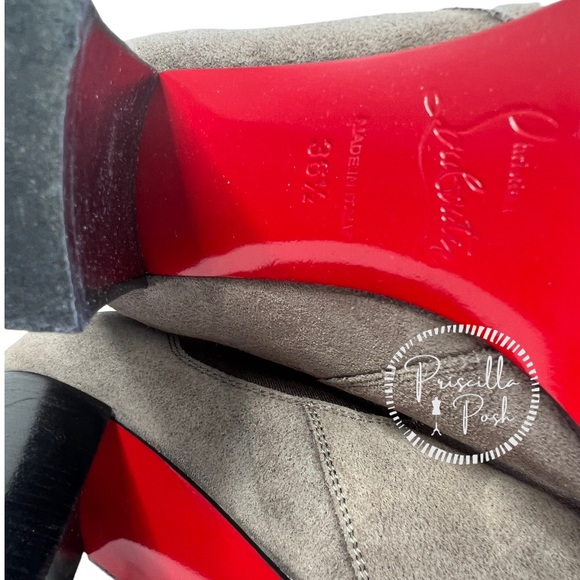 Christian Louboutin Crosta Verabotta 85 Chelsea Boots Grey Black Ankle Booties - Picture 10 of 11